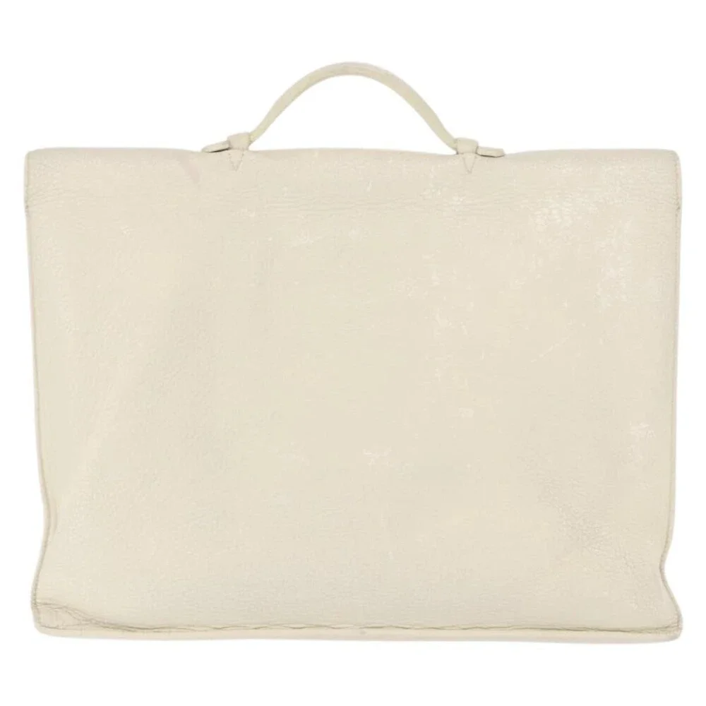 Hermes Leather Sac Adepeche 41 Handbag White